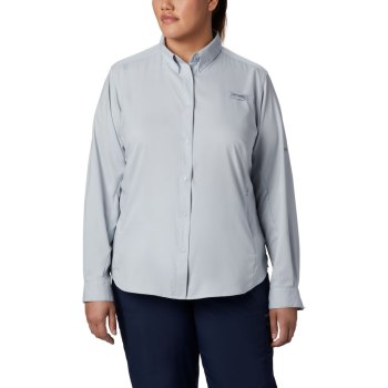 Columbia Overhemd Dames, PFG Tamiami II Long Sleeve Plus Size Grijs, 78KGRQXYT